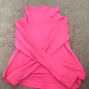 Pink crop hand sleeve jacket with scarf colar
